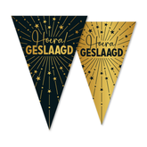 Vlaggenlijn Hoera Geslaagd Zwart Goud 10m